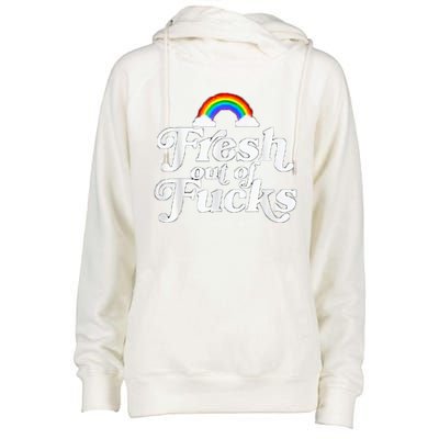 Swear Word Inappropriate Funny Adult Fresh Out Of Fucks Womens Funnel Neck Pullover Hood