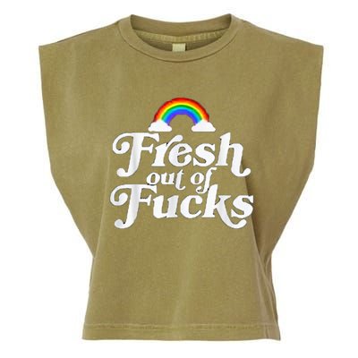 Swear Word Inappropriate Funny Adult Fresh Out Of Fucks Garment-Dyed Women's Muscle Tee