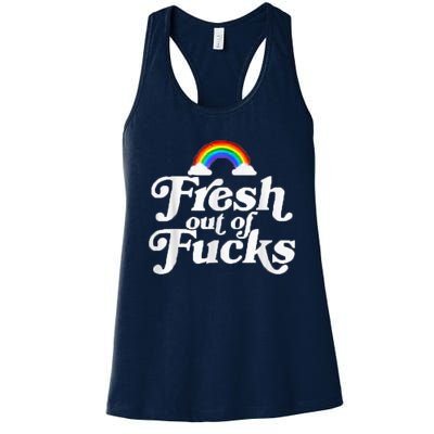 Swear Word Inappropriate Funny Adult Fresh Out Of Fucks Women's Racerback Tank