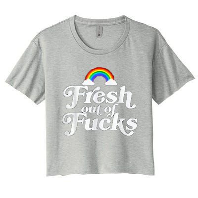 Swear Word Inappropriate Funny Adult Fresh Out Of Fucks Women's Crop Top Tee