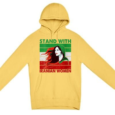 Stand With Iranian Women Iran Flag Retro Vintage Premium Pullover Hoodie