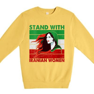 Stand With Iranian Women Iran Flag Retro Vintage Premium Crewneck Sweatshirt