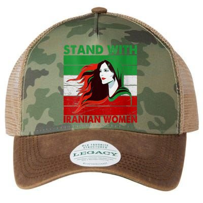 Stand With Iranian Women Iran Flag Retro Vintage Legacy Tie Dye Trucker Hat