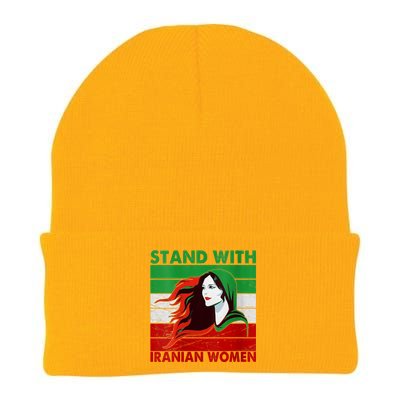 Stand With Iranian Women Iran Flag Retro Vintage Knit Cap Winter Beanie