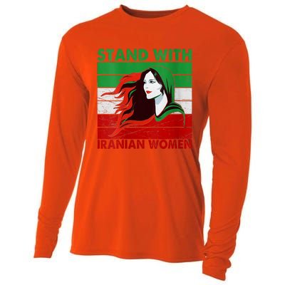 Stand With Iranian Women Iran Flag Retro Vintage Cooling Performance Long Sleeve Crew