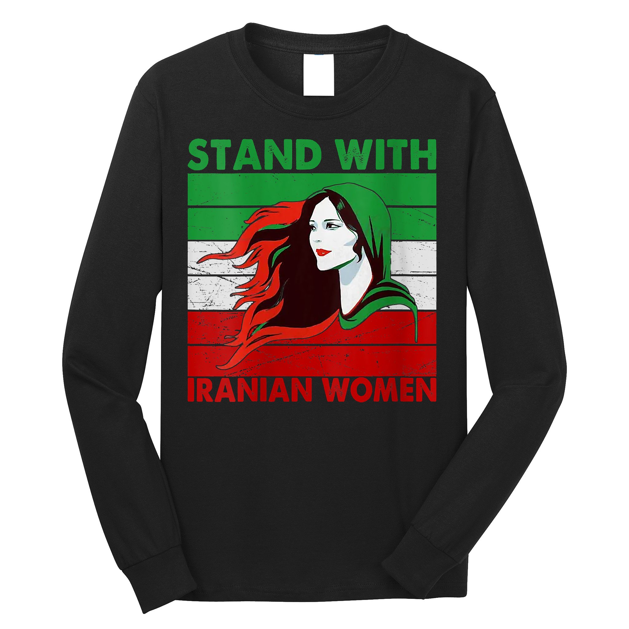 Stand With Iranian Women Iran Flag Retro Vintage Long Sleeve Shirt