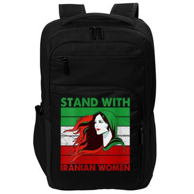 Stand With Iranian Women Iran Flag Retro Vintage Impact Tech Backpack