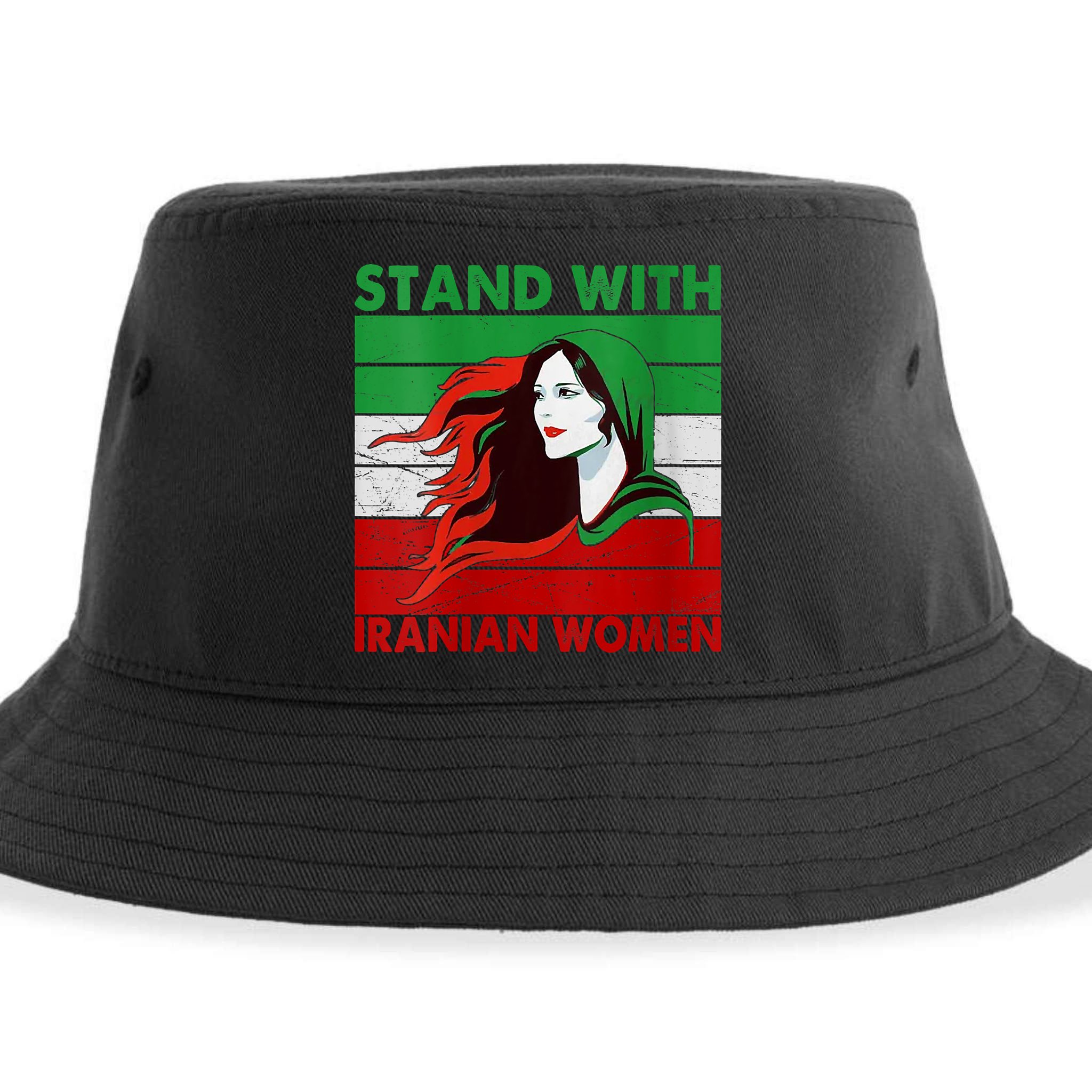 Stand With Iranian Women Iran Flag Retro Vintage Sustainable Bucket Hat
