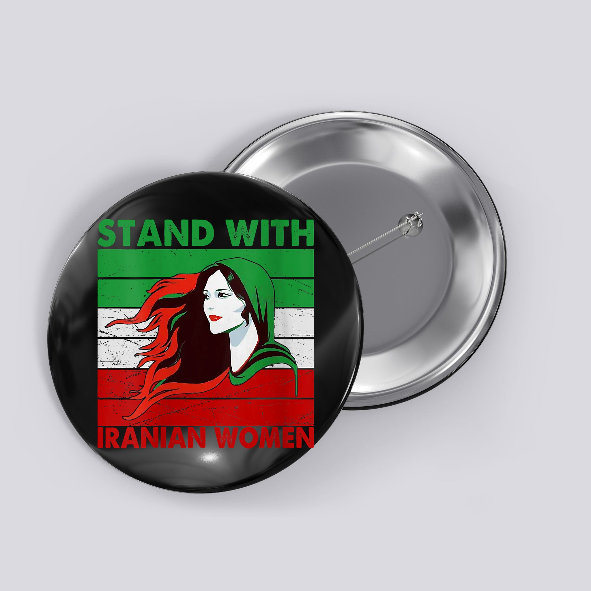 Stand With Iranian Women Iran Flag Retro Vintage Button
