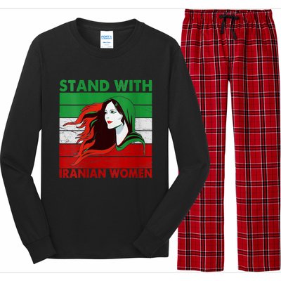 Stand With Iranian Women Iran Flag Retro Vintage Long Sleeve Pajama Set