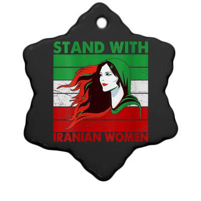 Stand With Iranian Women Iran Flag Retro Vintage Ceramic Star Ornament