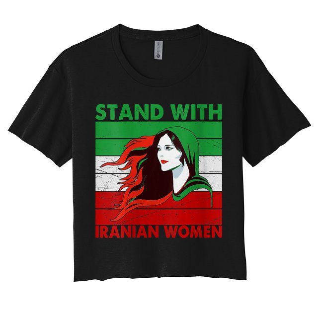 Stand With Iranian Women Iran Flag Retro Vintage Crop Top