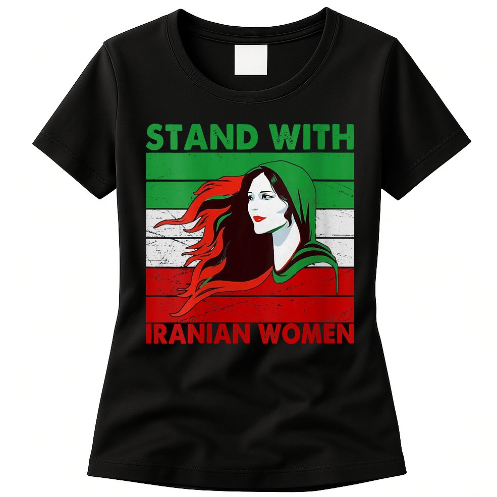 Stand With Iranian Women Iran Flag Retro Vintage Womens T-Shirt
