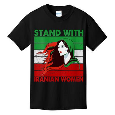 Stand With Iranian Women Iran Flag Retro Vintage Kids T-Shirt