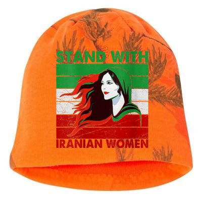 Stand With Iranian Women Iran Flag Retro Vintage Kati - Camo Knit Beanie