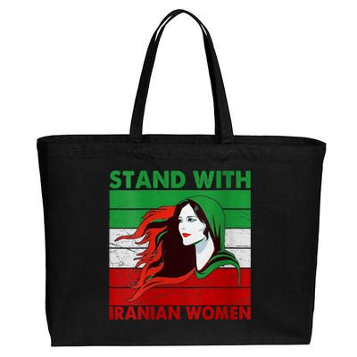 Stand With Iranian Women Iran Flag Retro Vintage Cotton Canvas Jumbo Tote