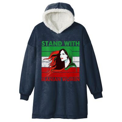 Stand With Iranian Women Iran Flag Retro Vintage Hooded Wearable Blanket