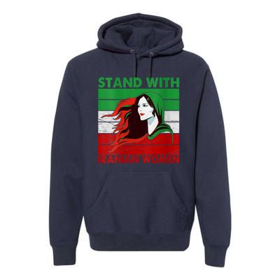 Stand With Iranian Women Iran Flag Retro Vintage Premium Hoodie