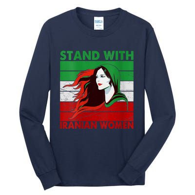 Stand With Iranian Women Iran Flag Retro Vintage Tall Long Sleeve T-Shirt