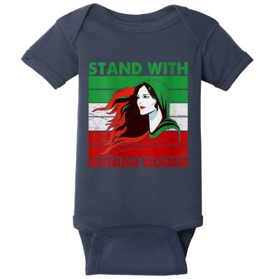 Stand With Iranian Women Iran Flag Retro Vintage Baby Bodysuit