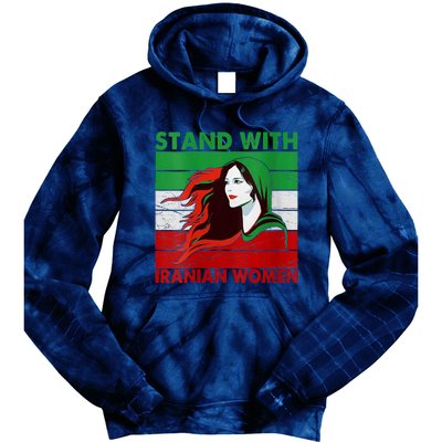 Stand With Iranian Women Iran Flag Retro Vintage Tie Dye Hoodie