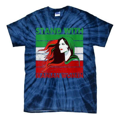 Stand With Iranian Women Iran Flag Retro Vintage Tie-Dye T-Shirt