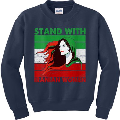 Stand With Iranian Women Iran Flag Retro Vintage Kids Sweatshirt