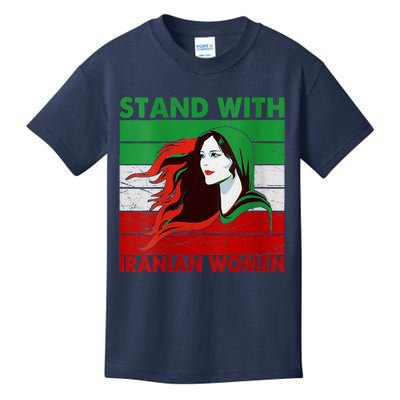 Stand With Iranian Women Iran Flag Retro Vintage Kids T-Shirt