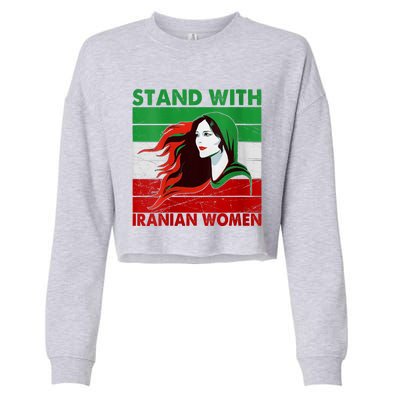 Stand With Iranian Women Iran Flag Retro Vintage Cropped Pullover Crew