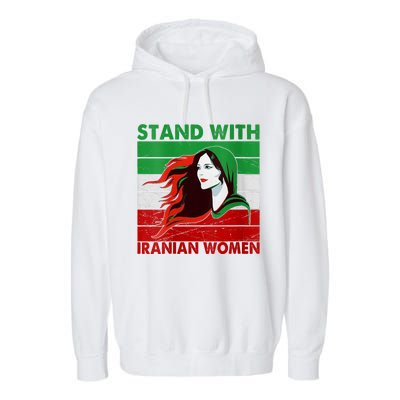 Stand With Iranian Women Iran Flag Retro Vintage Garment-Dyed Fleece Hoodie