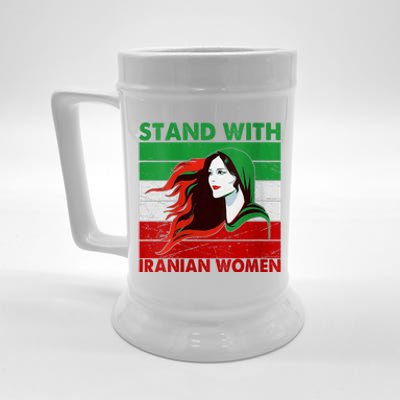 Stand With Iranian Women Iran Flag Retro Vintage Beer Stein