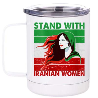 Stand With Iranian Women Iran Flag Retro Vintage 12 oz Stainless Steel Tumbler Cup