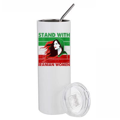 Stand With Iranian Women Iran Flag Retro Vintage Stainless Steel Tumbler