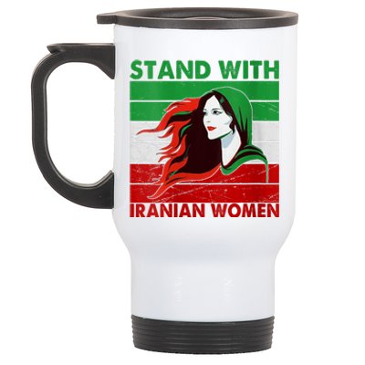 Stand With Iranian Women Iran Flag Retro Vintage Stainless Steel Travel Mug