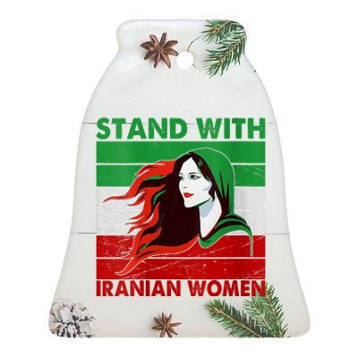 Stand With Iranian Women Iran Flag Retro Vintage Ceramic Bell Ornament