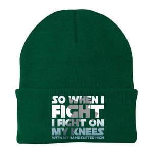 So When I Fight I Fight On My Knees Religious Christian Knit Cap Winter Beanie