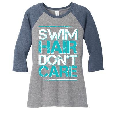 Swim Hair Don't Care Women's Tri-Blend 3/4-Sleeve Raglan Shirt