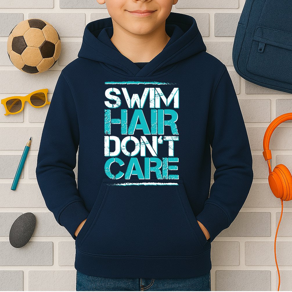 Swim Hair Don't Care Kids Hoodie
