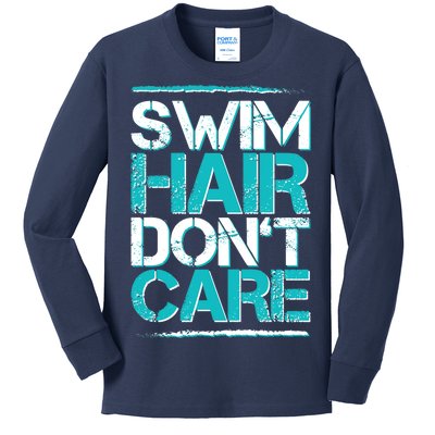 Swim Hair Don't Care Kids Long Sleeve Shirt