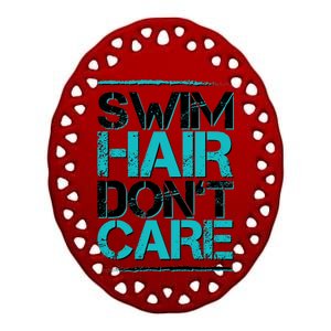 Swim Hair Don't Care Ceramic Oval Ornament