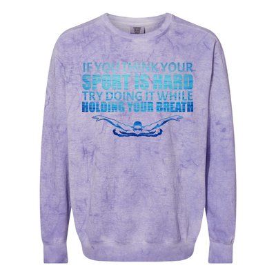 Swimming Is Hard Colorblast Crewneck Sweatshirt