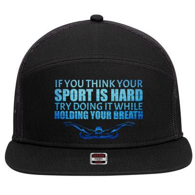 Swimming Is Hard 7 Panel Mesh Trucker Snapback Hat