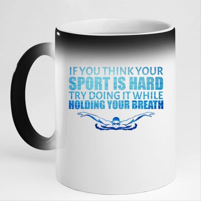 Swimming Is Hard 11oz Black Color Changing Mug