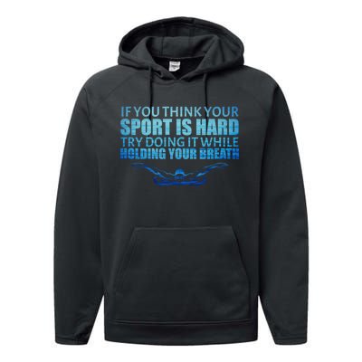 Swimming Is Hard Performance Fleece Hoodie