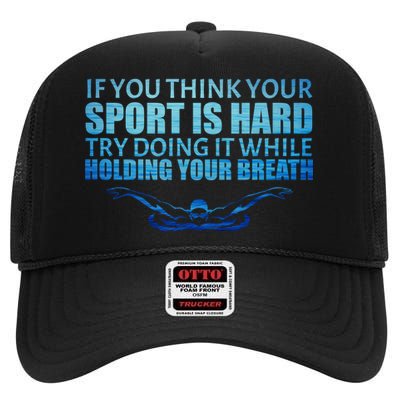 Swimming Is Hard High Crown Mesh Back Trucker Hat