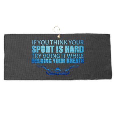 Swimming Is Hard Large Microfiber Waffle Golf Towel