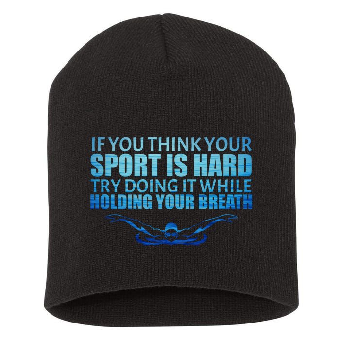 Swimming Is Hard Short Acrylic Beanie