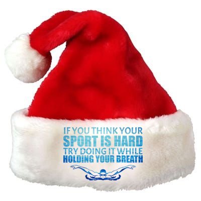 Swimming Is Hard Premium Christmas Santa Hat