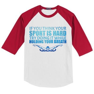 Swimming Is Hard Kids Colorblock Raglan Jersey