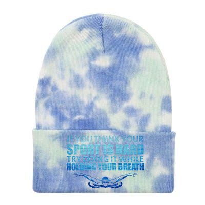 Swimming Is Hard Tie Dye 12in Knit Beanie